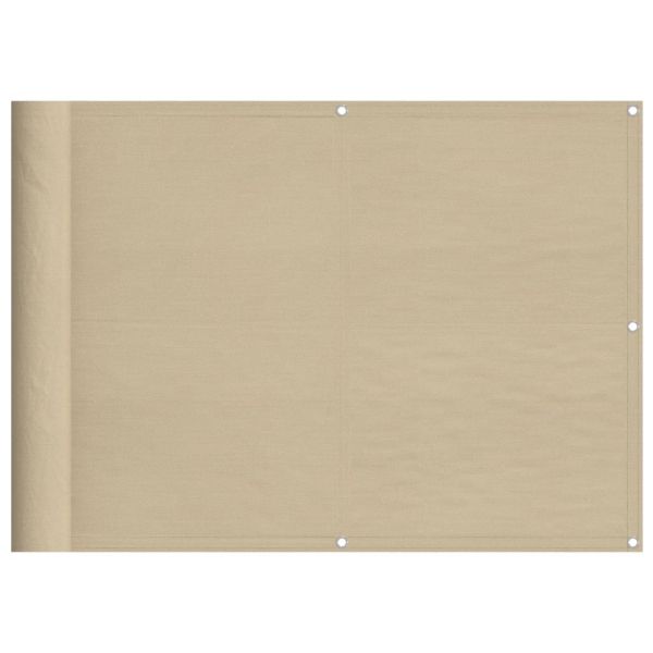 Балконски параван бежов 75x1000 см 100% полиестер оксфорд