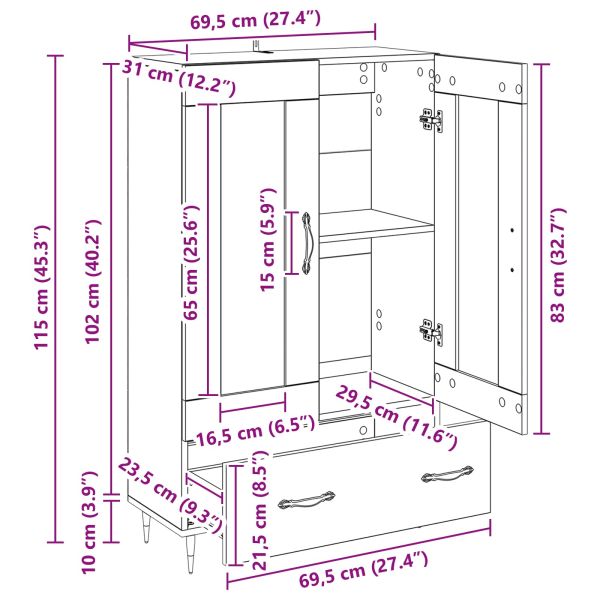 Висок шкаф с чекмедже Дъб 69,5 x 31 x 115 см Инженерно дърво