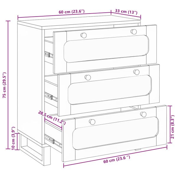 Служебен шкаф Кафяво 60 x 33 x 75 cm Солидно мангово дърво