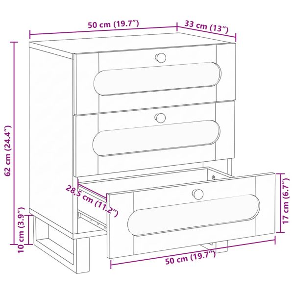 Нощен шкаф Естествен 50 x 33 x 62 см Солидно мангово дърво