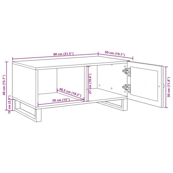 Масичка за кафе Естествен 80 x 50 x 40 cm Солидно мангово дърво