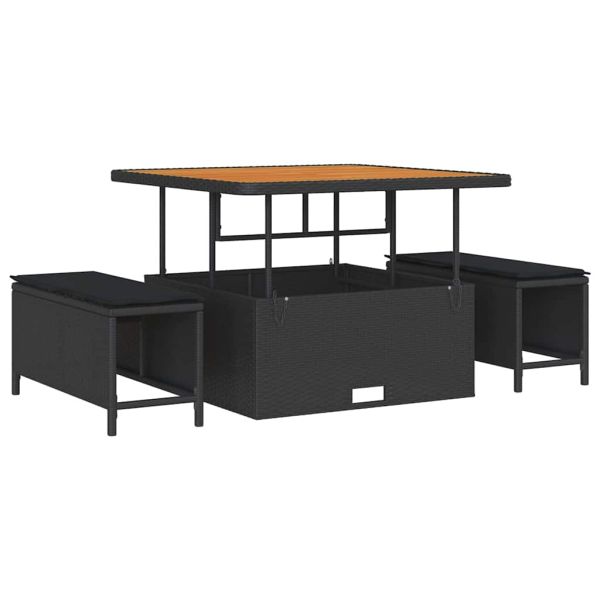 Градински Софа Комплект с възглавница с възглавница 9 pcs Черно