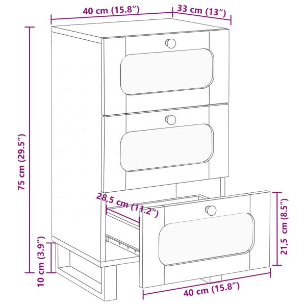 Служебен шкаф Кафяво 40 x 33 x 75 см Солидно мангово дърво