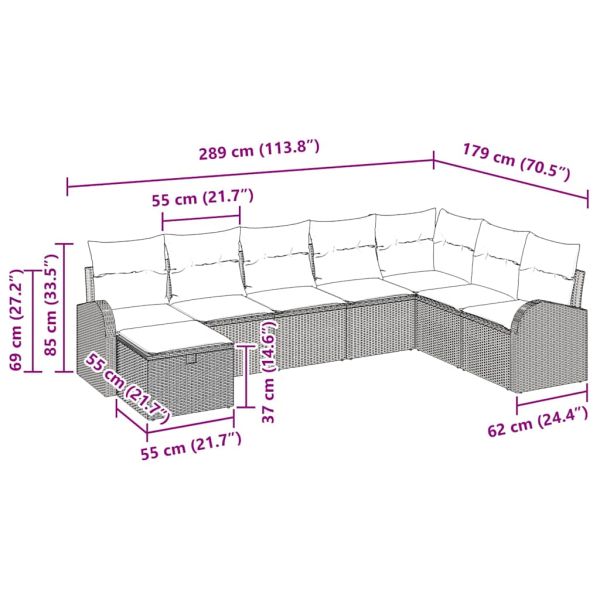 Комплект дивани с възглавница със съхранение Черно полиратан