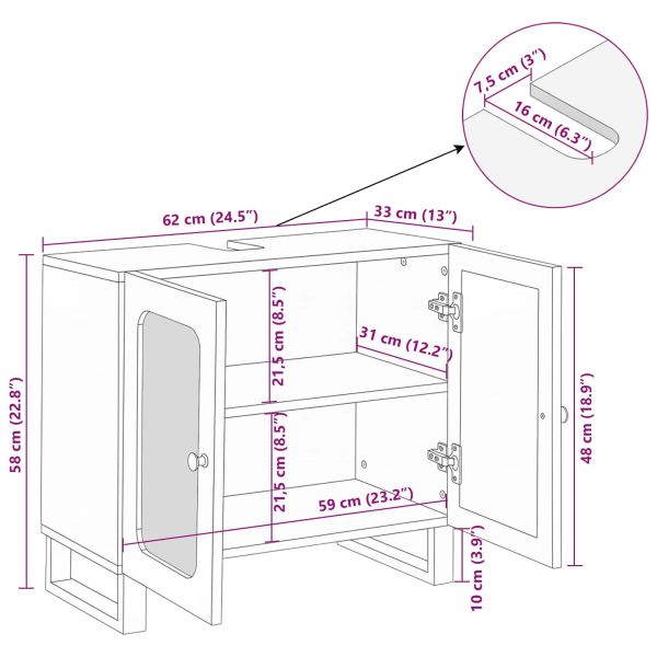 Шкаф за мивка в баня с рафт с врата Кафяво 62 x 33 x 58 см