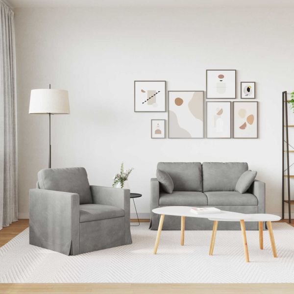 Комплект дивани 2 pcs Светлосиво 138 x 78 x 80 см Кадифе