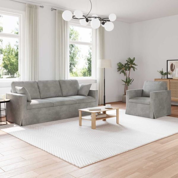 Диван 2 pcs Светлосиво 198 x 78 x 80 см Кадифе