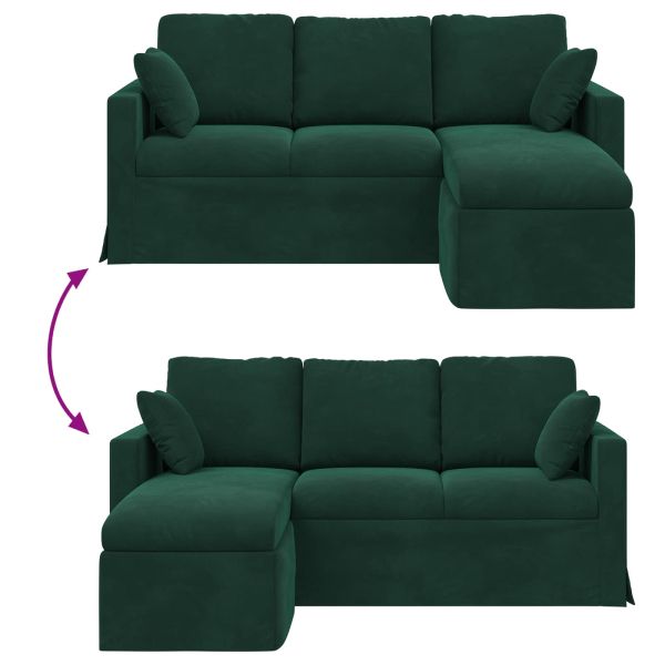 Диван Тъмен зелен 198 x 134 x 80 см Кадифе