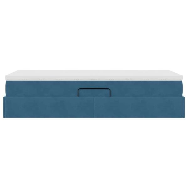 Легло с място за съхранение и матрак Тъмен син 90 x 200 cm
