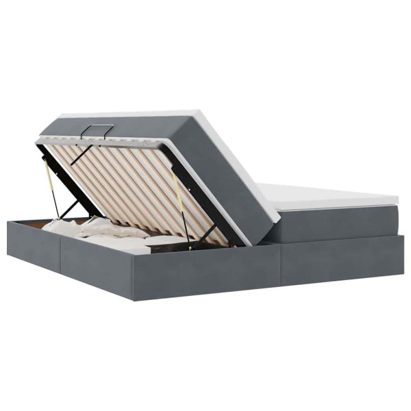 Легло с място за съхранение и матрак Тъмен сив 200 x 200 cm