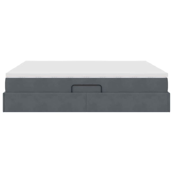 Легло с място за съхранение и матрак Тъмен сив 200 x 200 cm