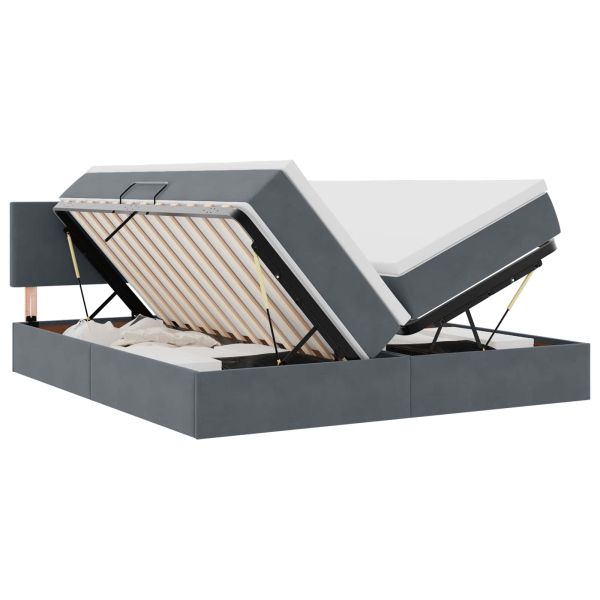 Легло с място за съхранение с матрак Тъмен сив 100 x 200 cm
