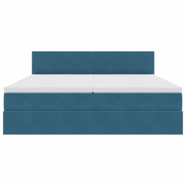 Легло С LED лентисти светлини Тъмен син 180 x 200 cm Кадифе