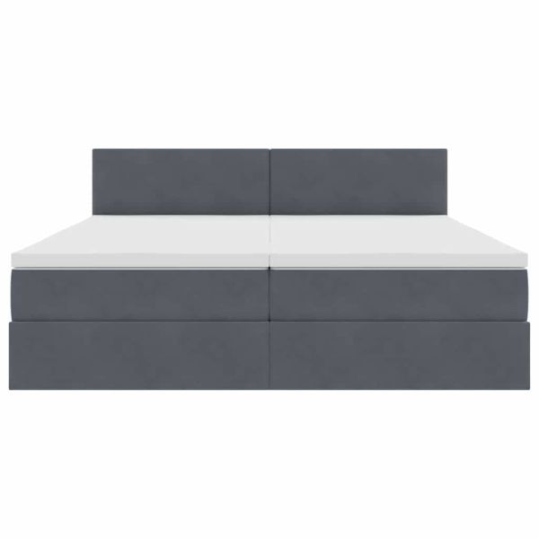 Легло С LED лентисти светлини Тъмен сив 200 x 200 cm Кадифе