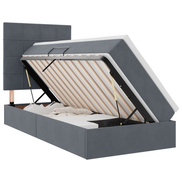 Легло с място за съхранение и матрак Тъмен сив 100 x 200 cm