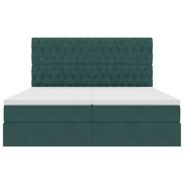 Легло с място за съхранение Тъмен зелен 180 x 200 cm Кадифе