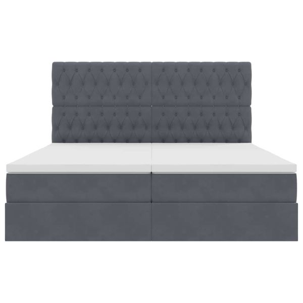 Легло с място за съхранение Тъмен сив 200 x 200 cm Кадифе