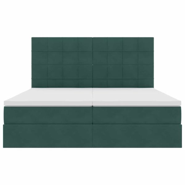 Легло С LED лентисти светлини Тъмен зелен 180 x 200 cm Кадифе