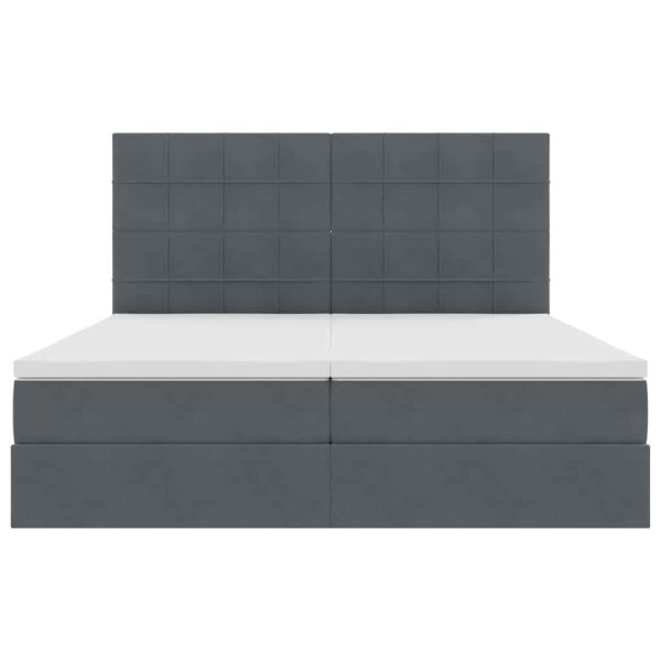 Легло С LED лентисти светлини Тъмен сив 200 x 200 cm Кадифе