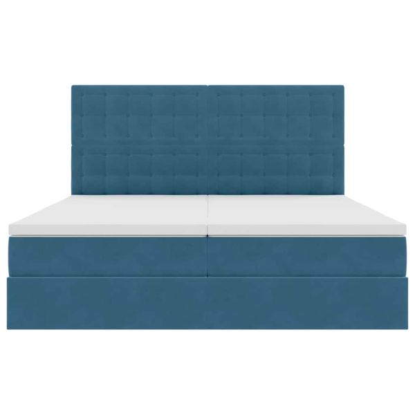 Легло С LED лентисти светлини Тъмен син 180 x 200 cm Кадифе