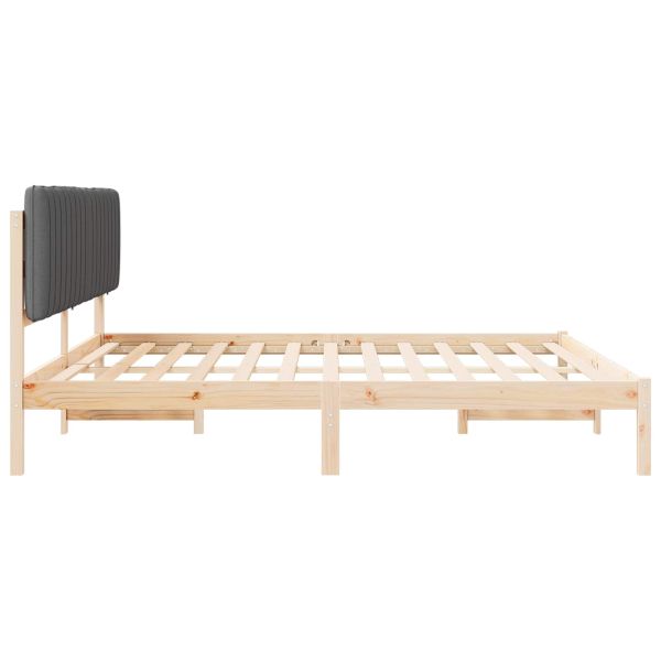 Леглова рамка с тапицирана гръбна част Тъмен сив 200 x 200 cm