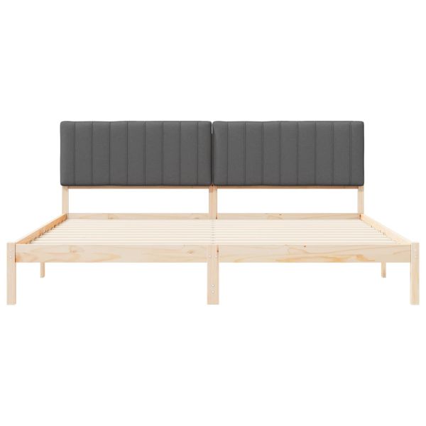 Леглова рамка с тапицирана гръбна част Тъмен сив 200 x 200 cm