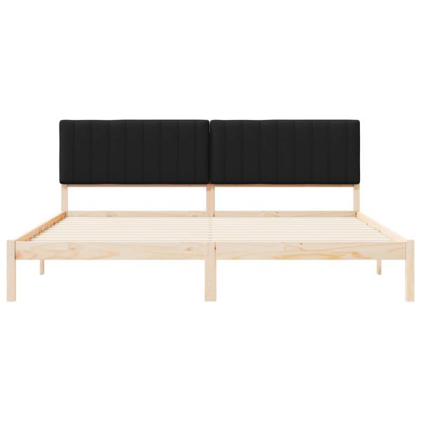 Леглова рамка с тапицирана гръбна част Черно 200 x 200 cm