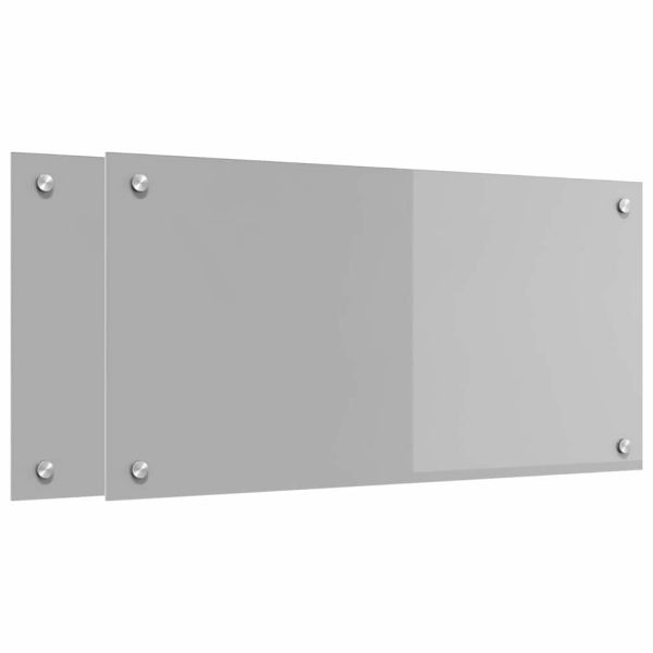 Кухненски гръб 2 pcs Светлосиво 80 x 40 cm закалено стъкло