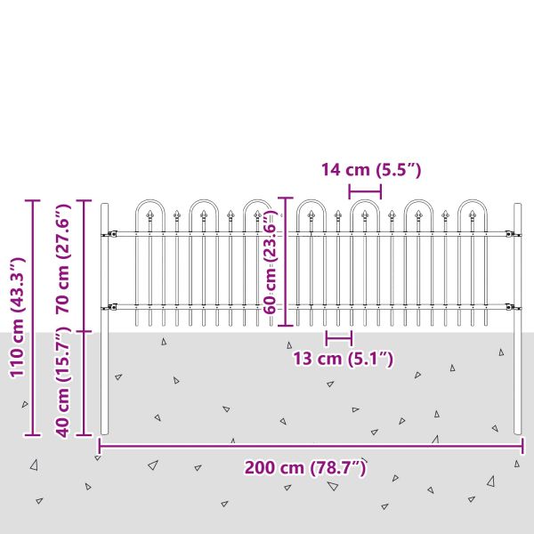 Аркова ограда с колче Черно 200 x 130 см