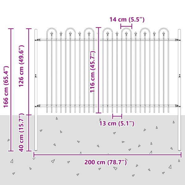 Аркова ограда с колче Черно 200 x 130 см