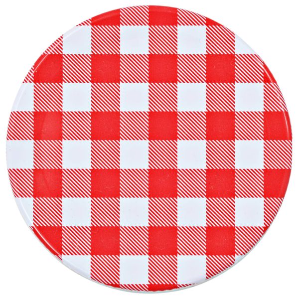 Стъклени буркани за сладко с бяло-червени капачки 24 бр 110 мл