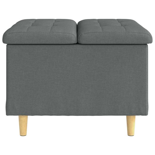 Табуретка с място за съхранение с възглавница Тъмен сив текстил