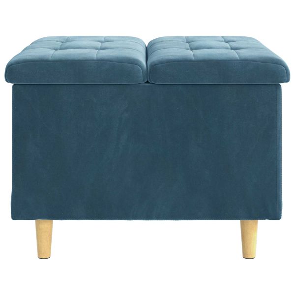 Табуретка с място за съхранение Синьо 60 x 60 x 45 cm Кадифе