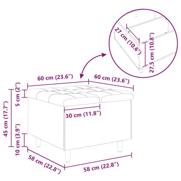 Табуретка с място за съхранение Сив 60 x 60 x 45 cm Изкуствена