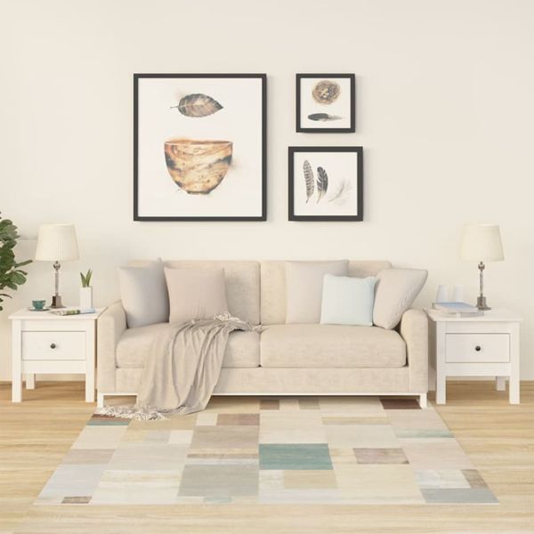 Странични масички, 2 бр, бели,40x40x39 см, борово дърво масив