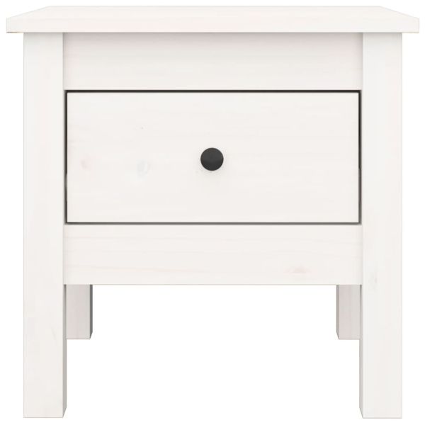 Странични масички, 2 бр, бели,40x40x39 см, борово дърво масив