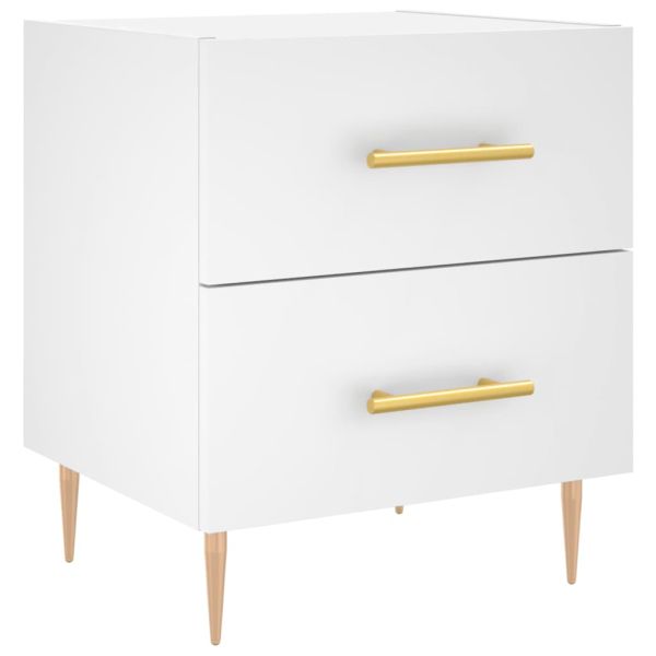 Нощни шкафчета, 2 бр, бели, 40x35x47,5 см, инженерно дърво