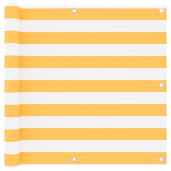 Балконски параван, бяло и жълто, 90x500 см, оксфорд плат