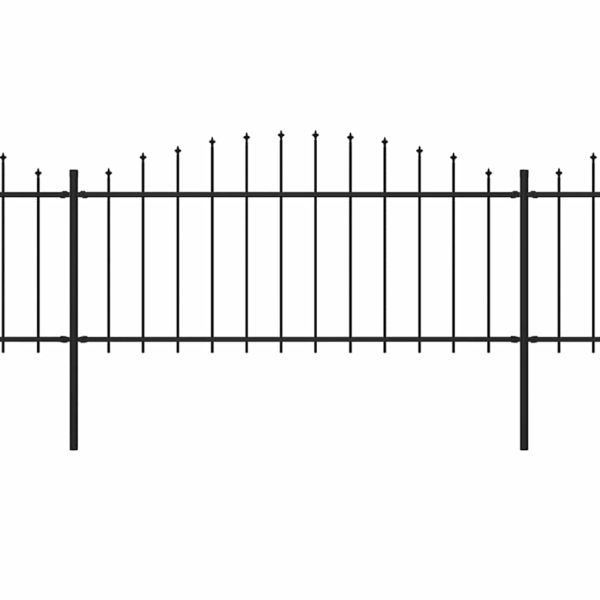 Градинска ограда с връх тип копие, стомана, 1781,5x75 см, черна