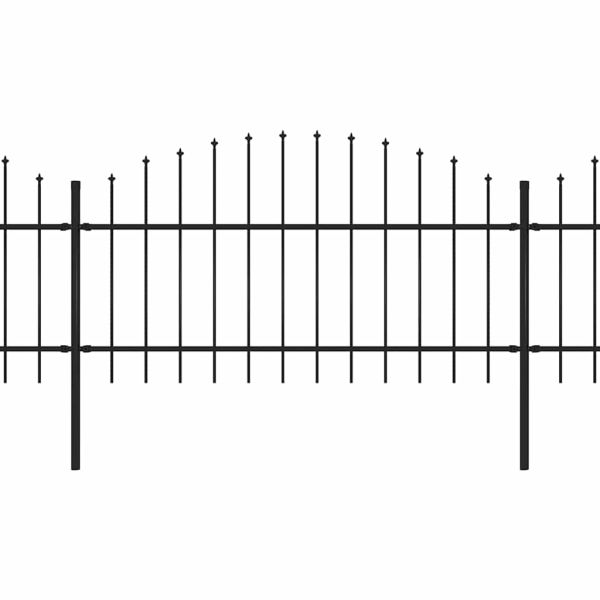 Градинска ограда с връх тип копие, стомана, 1781,5x125 см, черна