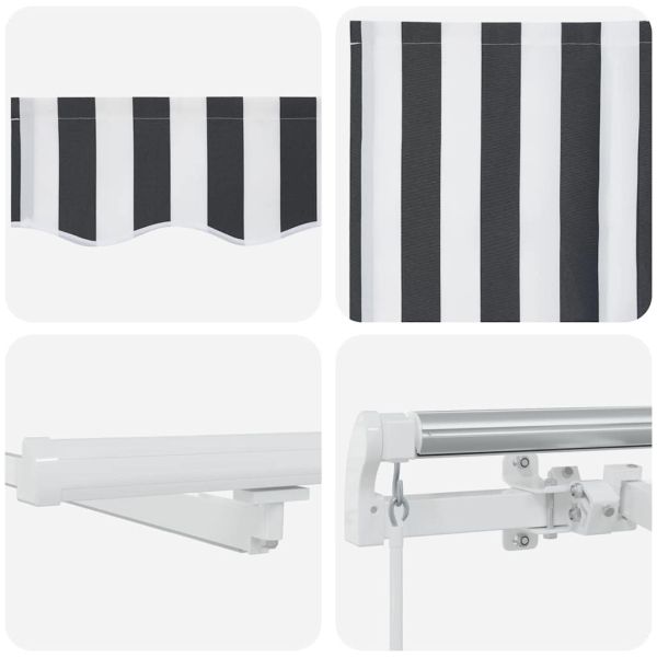 Ръчно прибираща се тента с LED, антрацит и бял, 450x300 см