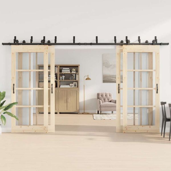 Комплект механизъм за плъзгаща врата, 400 см, стомана, черен