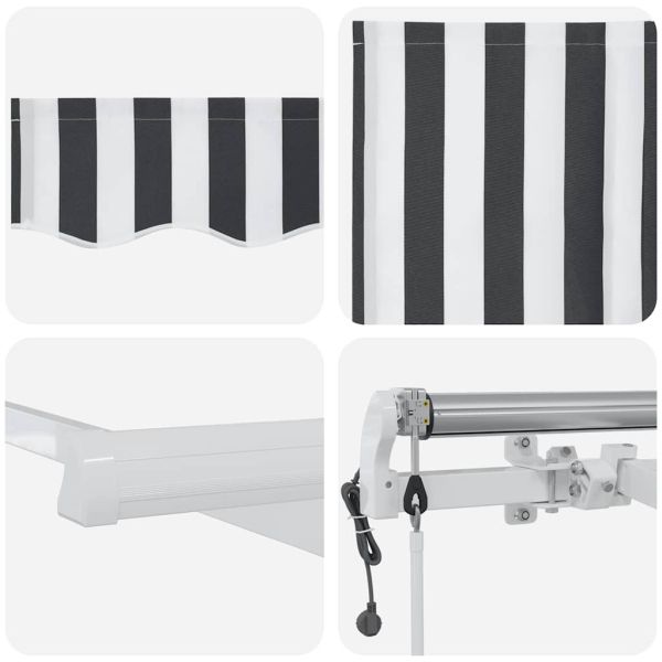 Автоматично прибираща се тента, антрацит и бял, 450x300 см