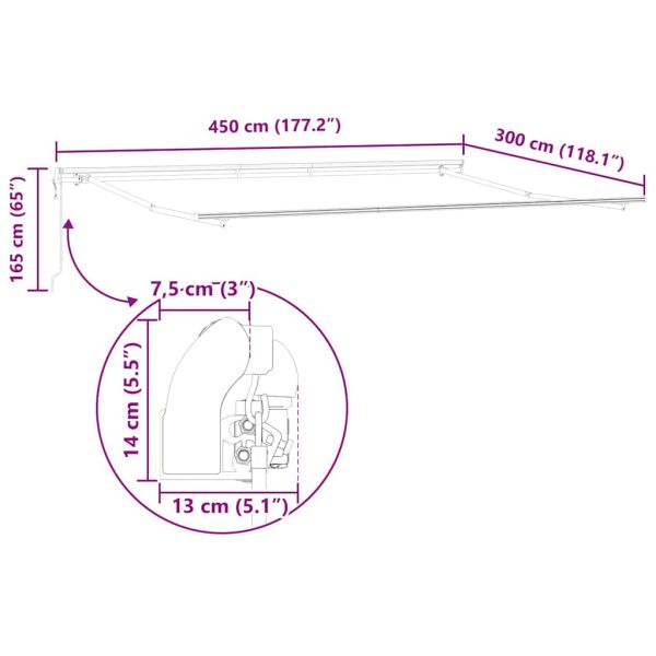Автоматично прибираща се тента антрацит и бял 450x300 см