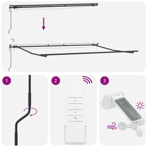 Автоматично прибираща се тента с LED антрацит и бял 450x300 см