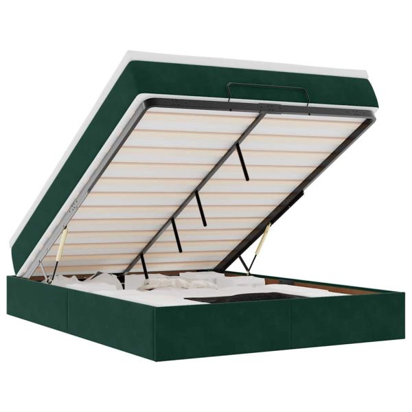 Османско легло с матрак Тъмнозелено 140x200cm кадифе