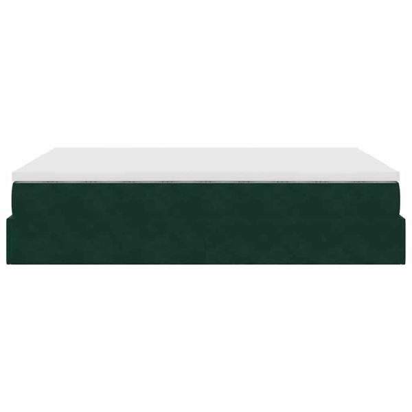 Османско легло с матрак Тъмнозелено 140x200cm кадифе