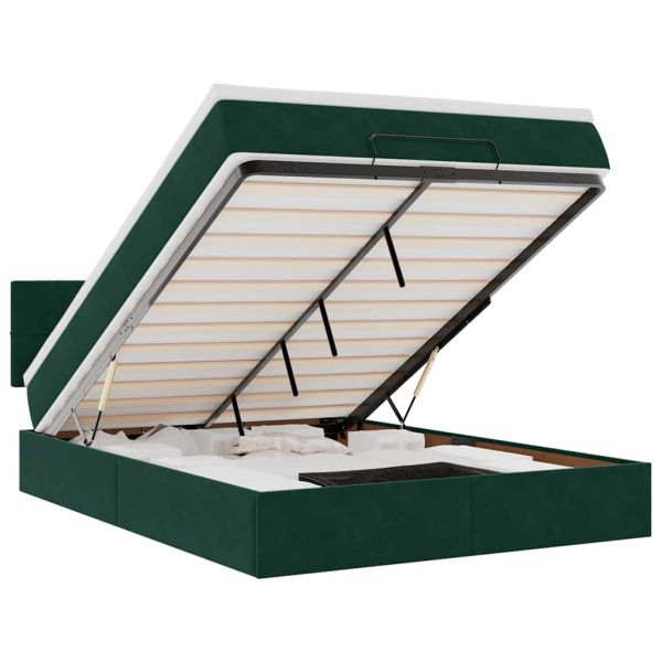 Османско легло с матрак Тъмнозелено 140x200cm кадифе