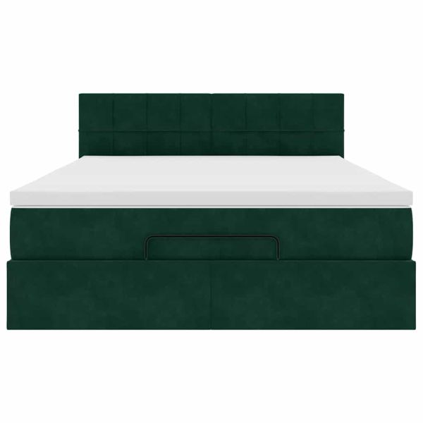 Османско легло с матрак Тъмнозелено 140x200cm кадифе