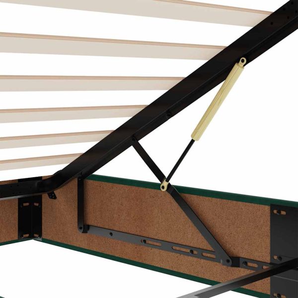 Османска легло с матрак и LED, тъмнозелено, 140x200 см, кадифе